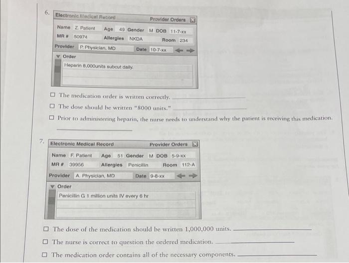 6 Electronic Madical Record Provider Orders X Name Z Patient Age 49 Gender M Dob 11 7 Xx Mr 50974 Allergles Nkda Room 1
