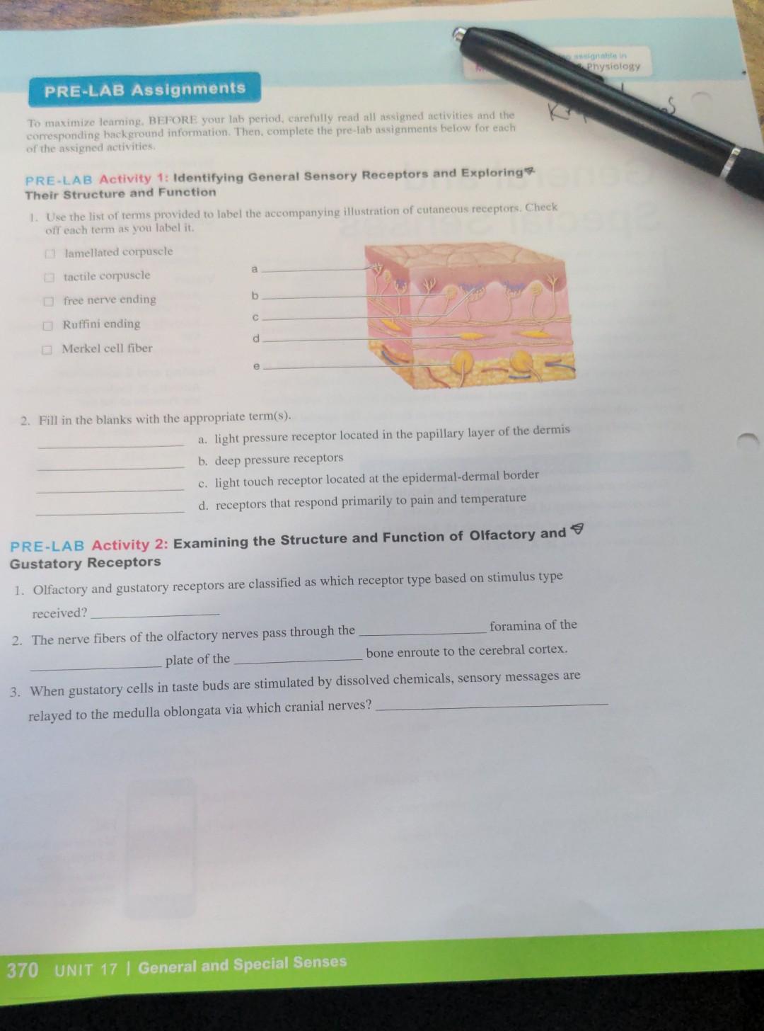Pre Lab Assignments To Maximize Learning Before Your Lab Period Carefully Read All Assigned Activities And The Corresp 1