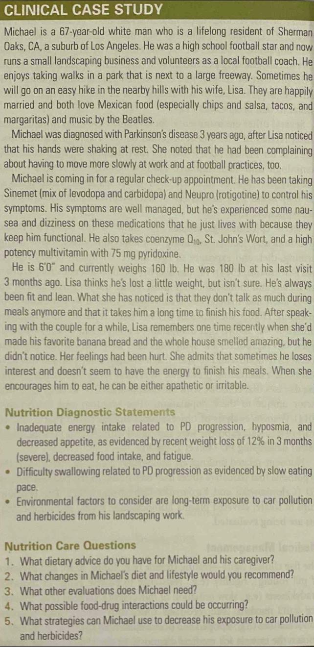 Clinical Case Study Michael Is A 67 Year Old White Man Who Is A Lifelong Resident Of Sherman Oaks Ca A Suburb Of Los A 1
