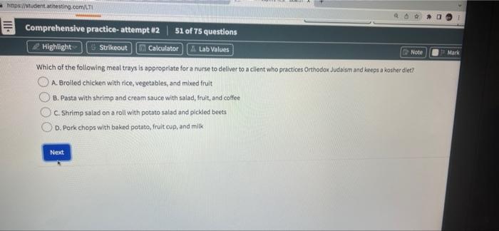 Iii Comprehensive Practice Attempt 2 49 Of 75 Questions Highlight Strikeout Calculator Lab Values Note Mark A Nurs 3