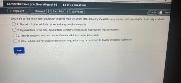 Iii Comprehensive Practice Attempt 2 49 Of 75 Questions Highlight Strikeout Calculator Lab Values Note Mark A Nurs 5