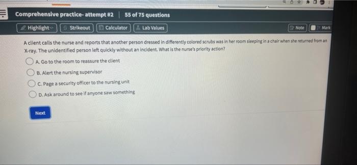 Iii Comprehensive Practice Attempt 2 49 Of 75 Questions Highlight Strikeout Calculator Lab Values Note Mark A Nurs 6