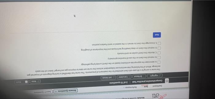 Moduleurs Sati Browse Questions Dashboard Performance Search Quest Quit Comprehensive Practice Test 3 Of 75 Questions Ca 1