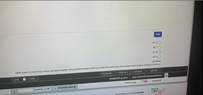 Moduleurs Sati Browse Questions Dashboard Performance Search Quest Quit Comprehensive Practice Test 3 Of 75 Questions Ca 2