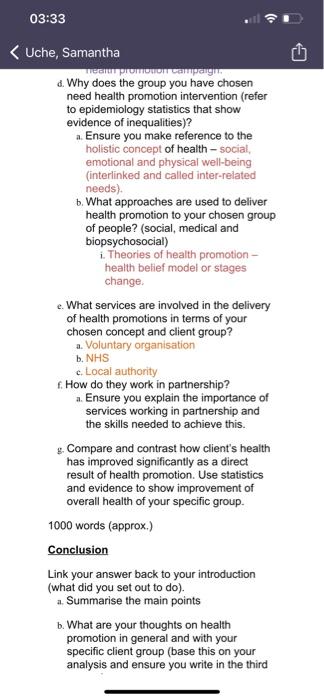 03 33 Uche Samantha To Promo Campaign D Why Does The Group You Have Chosen Need Health Promotion Intervention Refer 1
