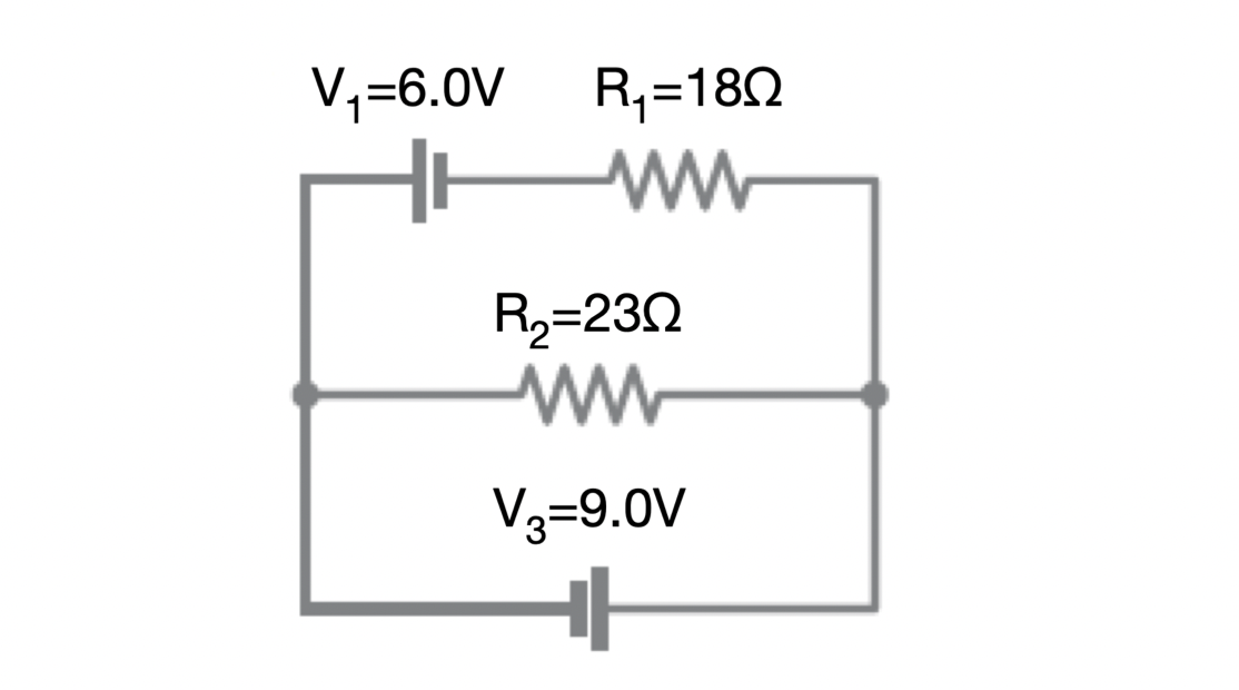 In The Following Circuit What Is The Current Produced By The Voltage Supply V3 A 0 8a B 0 9a C 1 0a D 1 1 A E 1