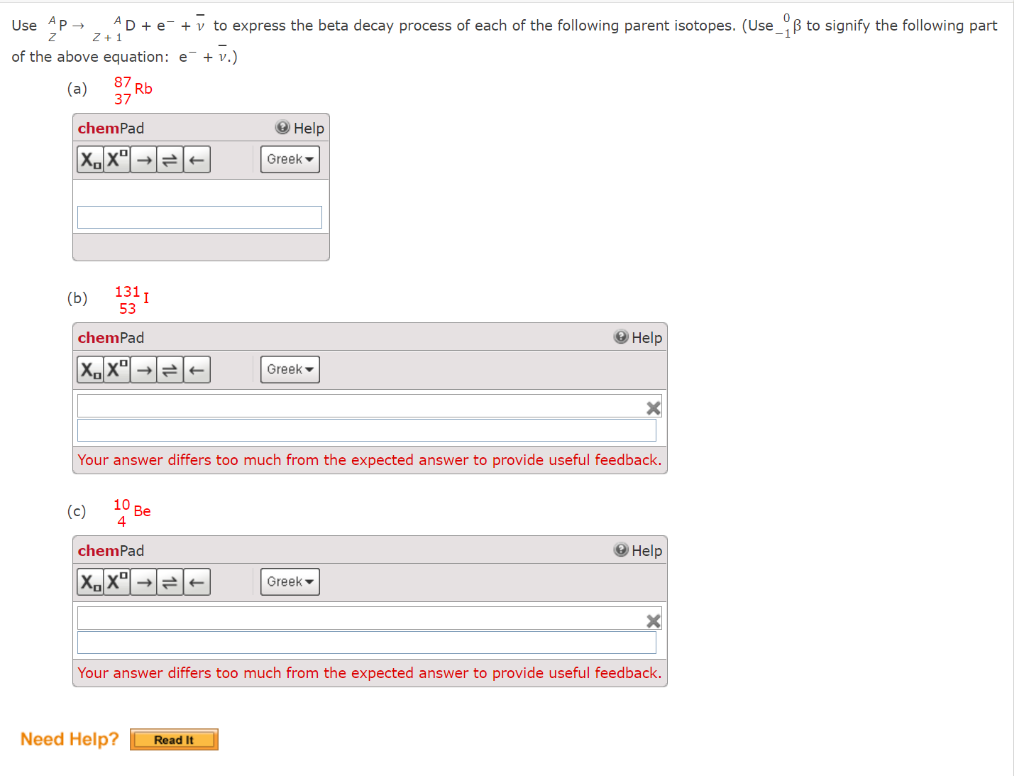 Use Ap Ad E V To Express The Beta Decay Process Of Each Of The Following Parent Isotopes Use Ss To Signify The Fol 1