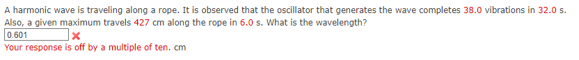 A Harmonic Wave Is Traveling Along A Rope It Is Observed That The Oscillator That Generates The Wave Completes 38 0 Vib 1