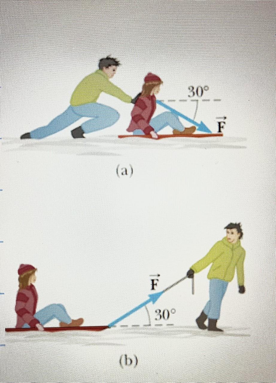 In The Situations To The Right The Guy Can Push Or Pull His Girlfriend On The Sled The Combined Weight Of The Girl S 1