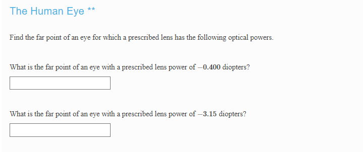 The Human Eye A Relaxed Crystalline Lens Has A Refractive Index N 1 44 And Radii Of Curvature R 9 50 Mm R 2
