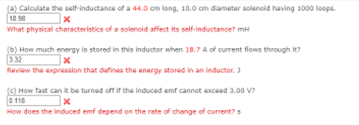 Calculate The Self Inductance Of A 44 0 Cm Long 10 0 Cm Diameter Solenoid Having 1000 Loops How Much Energy Is Stored 1