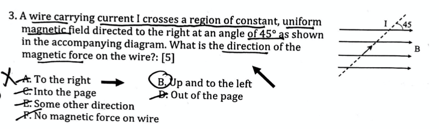 3 A Wire Carrying Current I Crosses A Region Of Constant Uniform Magnetic Field Directed To The Right At An Angle Of 4 1