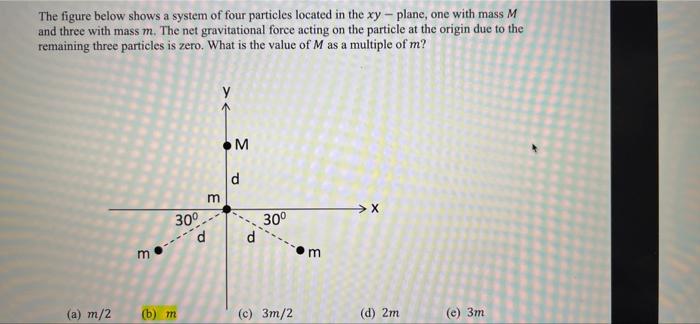 The Figure Below Shows A System Of Four Particles Located In The Xy Plane One With Mass M And Three With Mass M The Ne 1