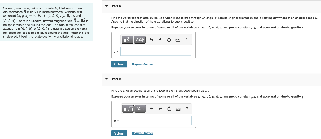 A Square Conducting Wire Loop Of Side L Total Mass M And Total Resistance R Initially Lies In The Horizontal Xy Pla 1