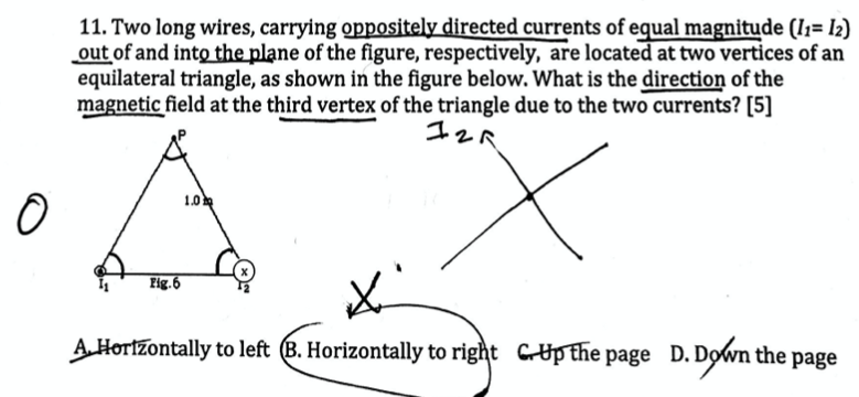 11 Two Long Wires Carrying Oppositely Directed Currents Of Equal Magnitude 1 12 Out Of And Into The Plane Of The F 1