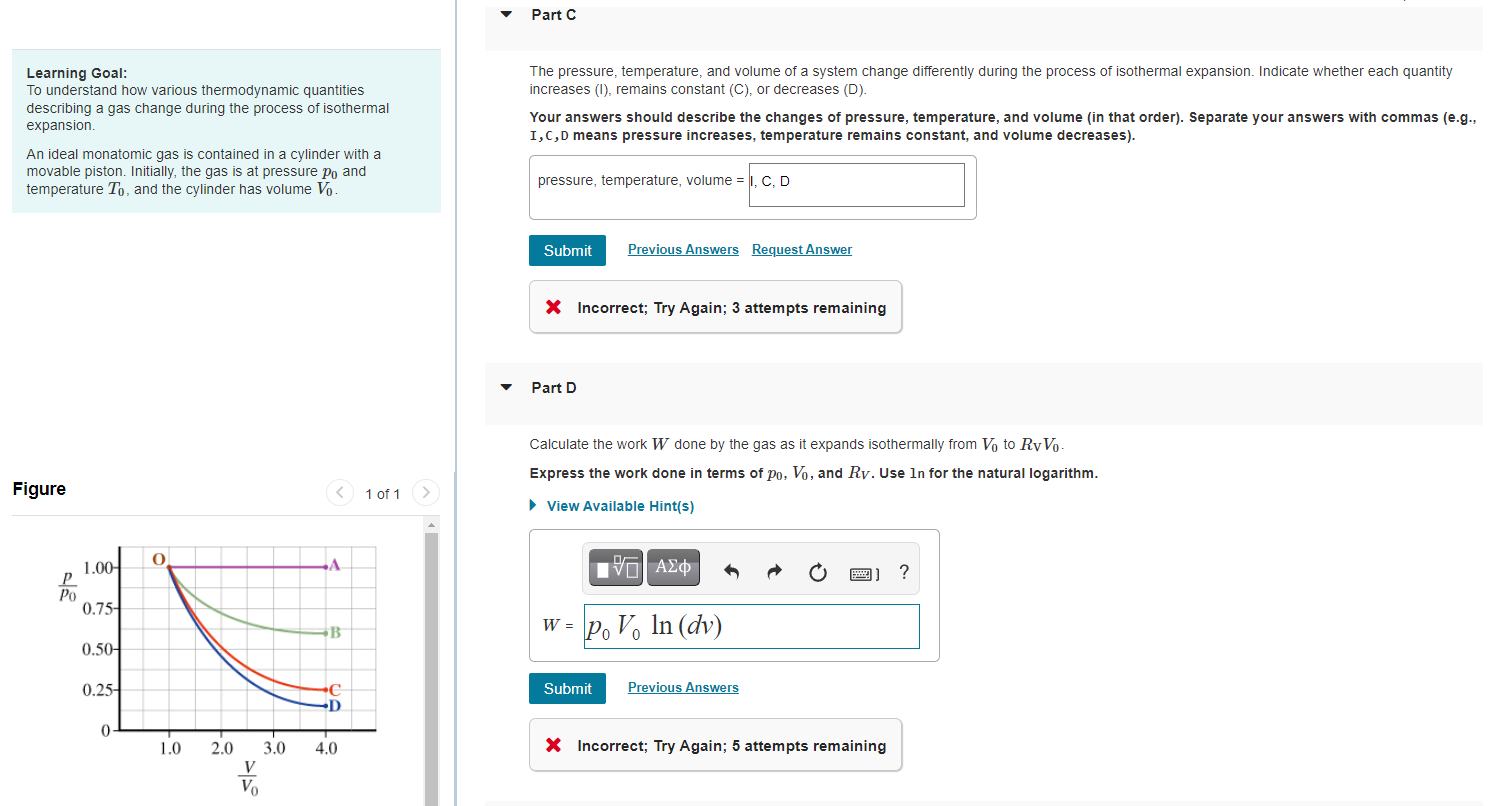Learning Goal To Understand How Various Thermodynamic Quantities Describing A Gas Change During The Process Of Isotherm 1