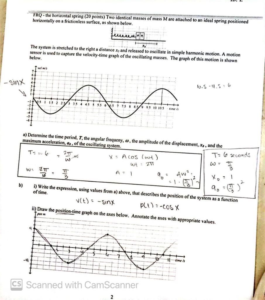 13 Frq The Horizontal Spring 20 Points Two Identical Masses Of Mass M Are Attached To An Ideal Spring Positioned Horiz 1