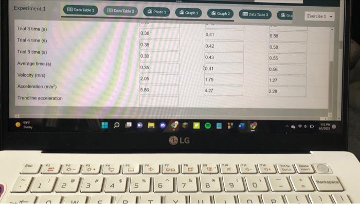 Experiment Data Table 1 Data Table 2 Changing Distance On Incline Angle Of Incline 10 2 Distance M Trial 1 Time S T 2
