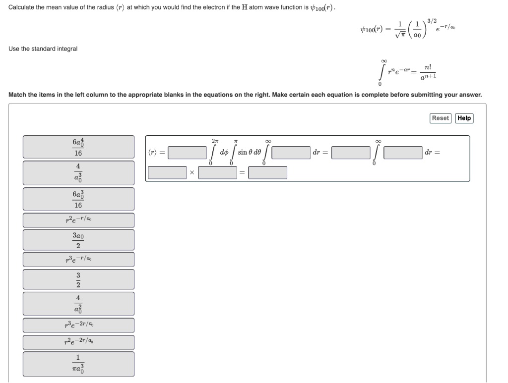 Calculate The Mean Value Of The Radius R At Which You Would Find The Electron If The H Atom Wave Function Is 100 R 3 1