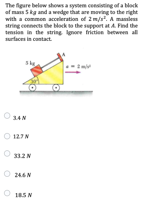 The Figure Below Shows A System Consisting Of A Block Of Mass 5 Kg And A Wedge That Are Moving To The Right With A Commo 1