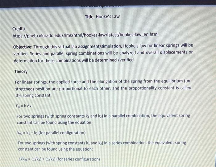 Title Hooke S Law Credit Https Phet Colorado Edu Sims Html Hookes Law Latest Hookes Law En Html Objective Through T 1