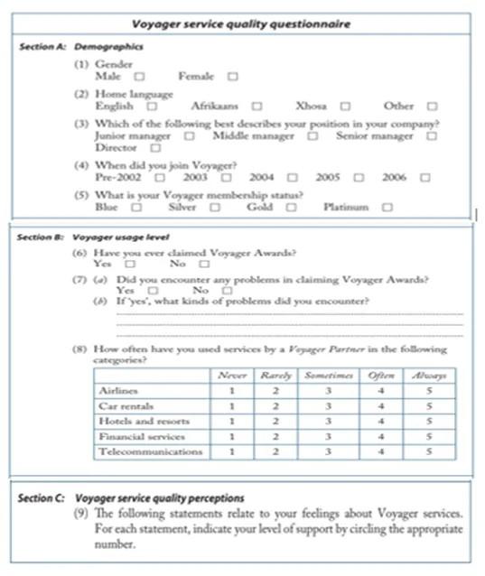 Refer To The Voyager Service Quality Questionnaire Below Voyager Is An Saa Customer Loyalty Programme A How Many R 1