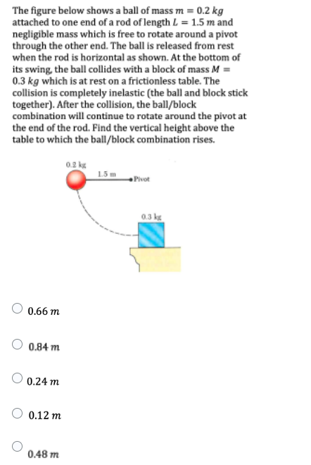 The Figure Below Shows A Ball Of Mass M 0 2 Kg Attached To One End Of A Rod Of Length L 1 5 M And Negligible Mass Wh 1