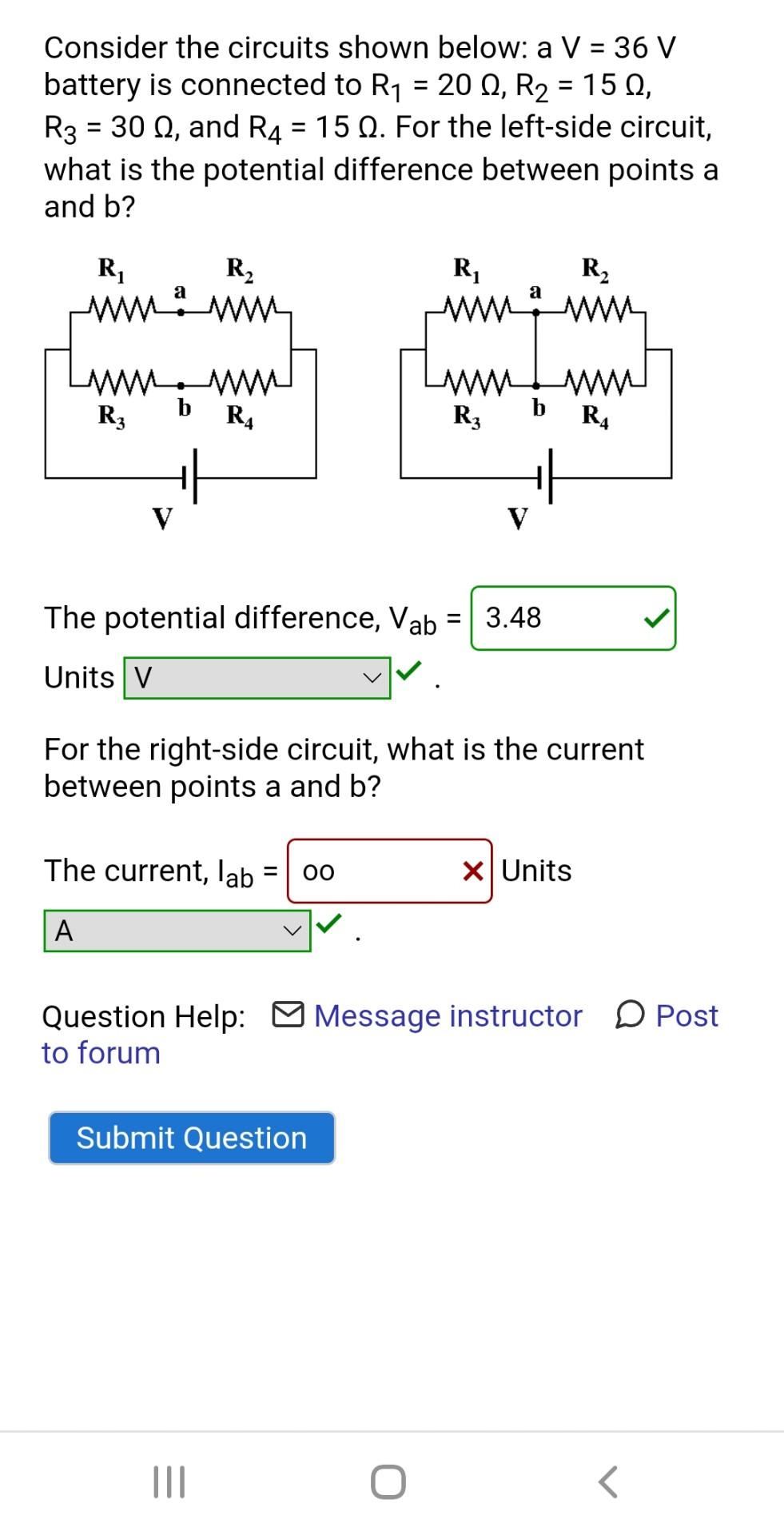 Consider The Circuits Shown Below A V 36 V Battery Is Connected To R 200 R 150 R3 30 Q And R4 15 Q For 1