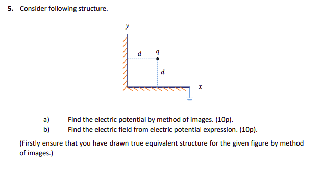 5 Consider Following Structure D X A Find The Electric Potential By Method Of Images 10p B Find The Electric Fie 1