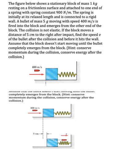 The Figure Below Shows A Stationary Block Of Mass 1 Kg Resting On A Frictionless Surface And Attached To One End Of A Sp 1