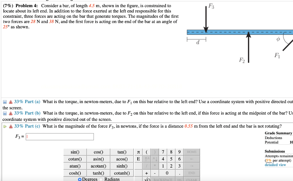7 Problem 4 Consider A Bar Of Length 4 5 M Shown In The Figure Is Constrained To Locate About Its Left End In Ad 1
