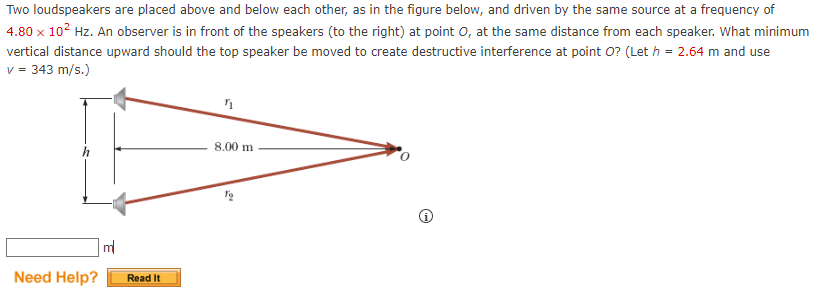 Two Loudspeakers Are Placed Above And Below Each Other As In The Figure Below And Driven By The Same Source At A Frequ 1