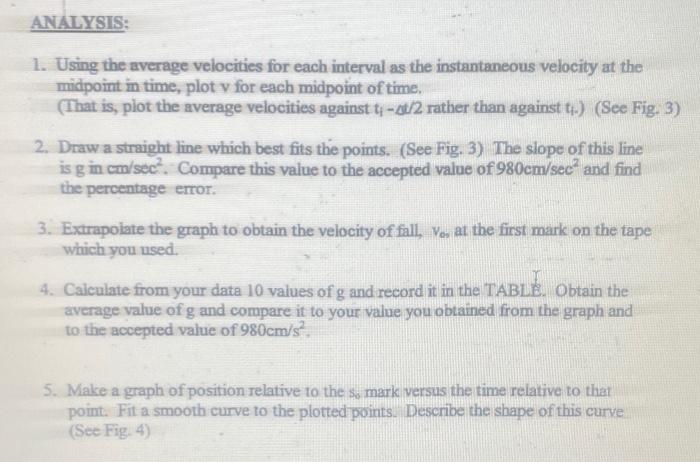 Analysis 1 Using The Average Velocities For Each Interval As The Instantaneous Velocity At The Midpoint In Time Plot 1