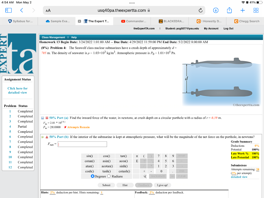 4 54 Am Mon May 2 Syllabus For Ta Assignment Status Click Here For Detailed View Problem Status 1 Completed 2 Complet 1