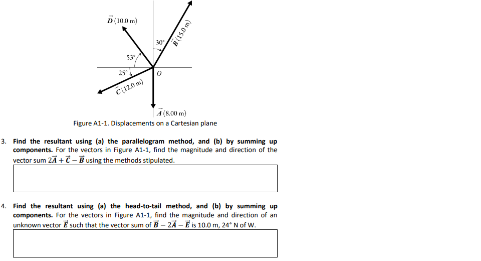 D 10 0 M 53 25 C 12 0 M A 8 00 M Figure A1 1 Displacements On A Cartesian Plane 3 Find The Resultant Using A 1