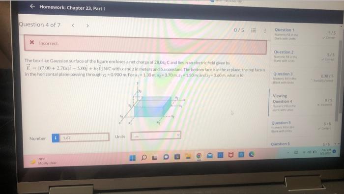 Homework Chapter 23 Part I Question 4 Of 7 0 5 E Question 1 Nuit The Incorrect Question 2 N The Box Like Gaussian S 1