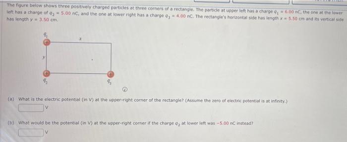 The Figure Below Shows Three Positively Charged Particles At Three Corners Of A Rectangle The Particle At Upper Left Ha 1