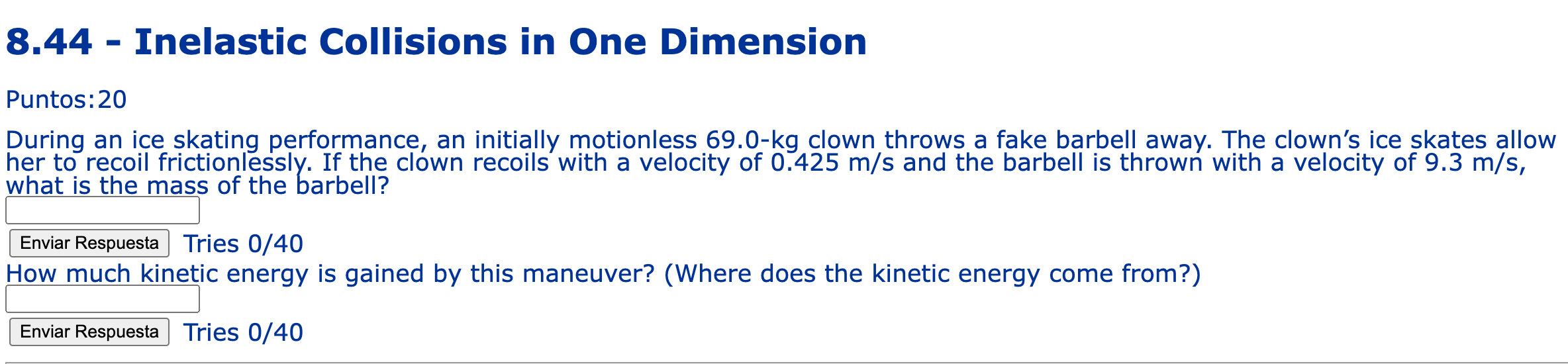 8 44 Inelastic Collisions In One Dimension Puntos 20 During An Ice Skating Performance An Initially Motionless 69 0 1