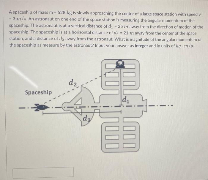 A Spaceship Of Mass M 528 Kg Is Slowly Approaching The Center Of A Large Space Station With Speed V 3 M S An Astron 1