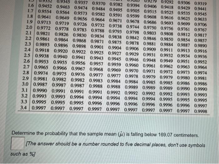 The Heights Of Students Are Approximately Normally Distributed With A Mean Of 169 Centimeters And A Standard Deviation O 3