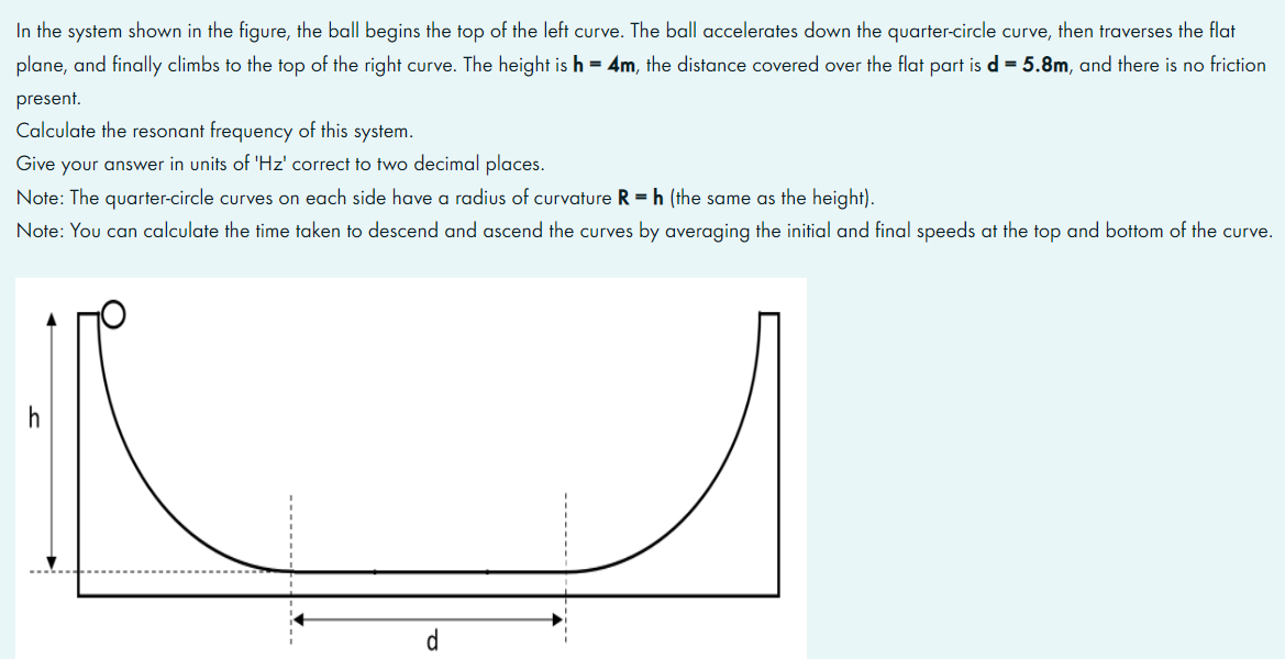 In The System Shown In The Figure The Ball Begins The Top Of The Left Curve The Ball Accelerates Down The Quarter Circ 1