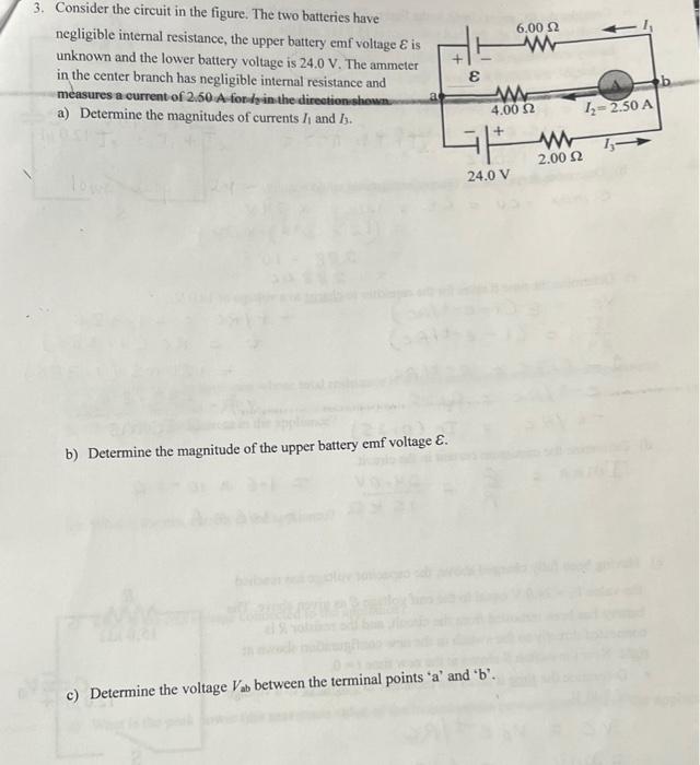 3 Consider The Circuit In The Figure The Two Batteries Have Negligible Internal Resistance The Upper Battery Emf Volt 1