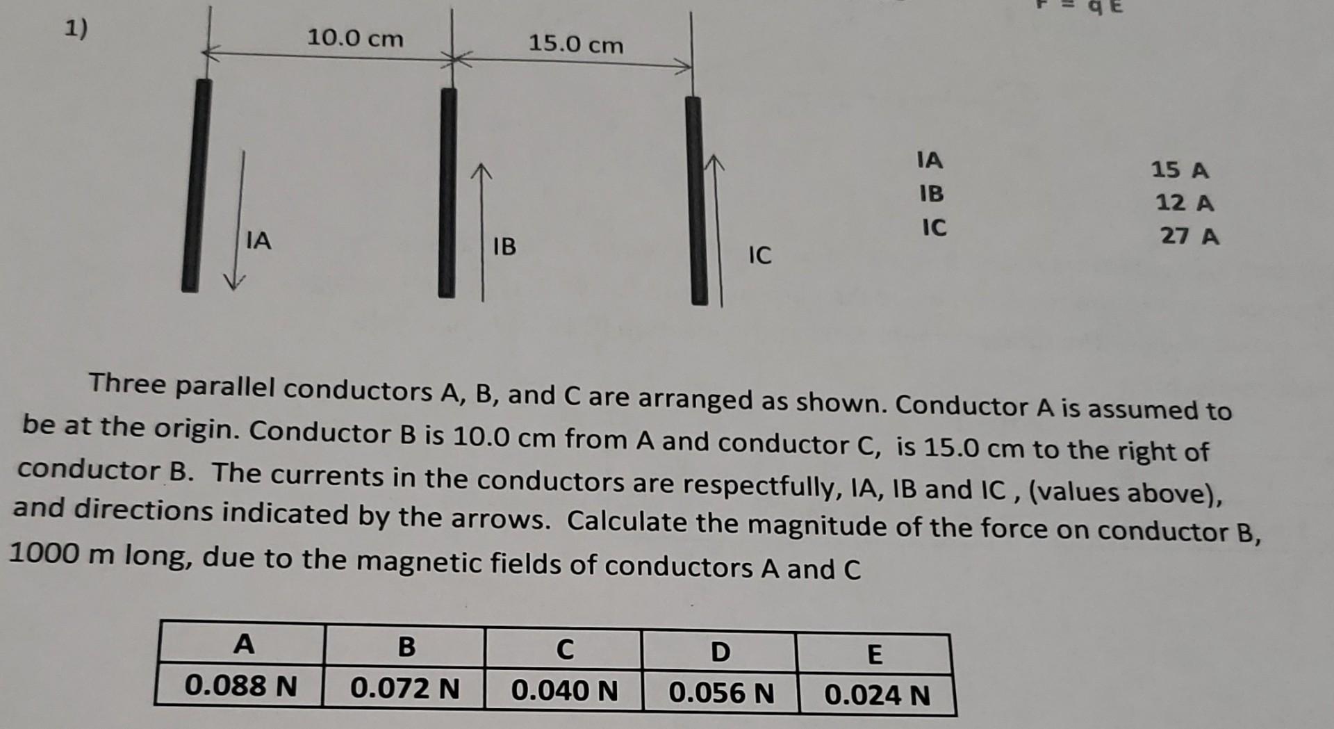 1 10 0 Cm 15 0 Cm 12 Ia Ib 15 A 12 A Ic 27 A Ia Ib Ic Three Parallel Conductors A B And C Are Arranged As Shown Cond 1