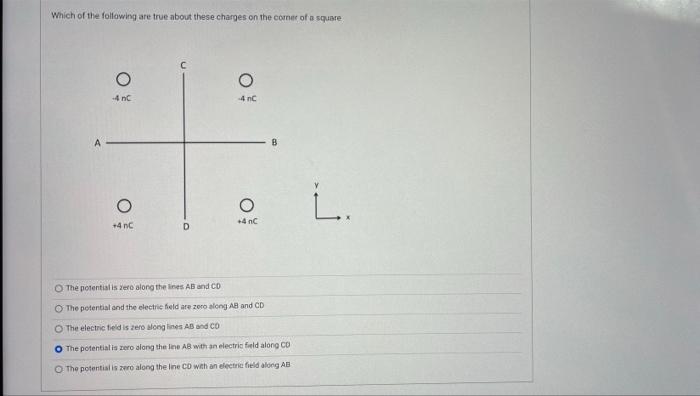 Which Of The Following Are True About These Charges On The Corner Of A Square O 4 Nc 4 Nc H O O L 4nc 4nc D O The P 1