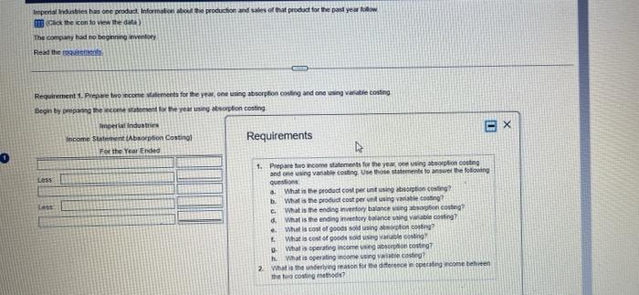 Ions Q Requirement 1 X Data Table G Variable Costing Begin By Prepar Elp Requirements Sources Incor Ourse Is O Less 2