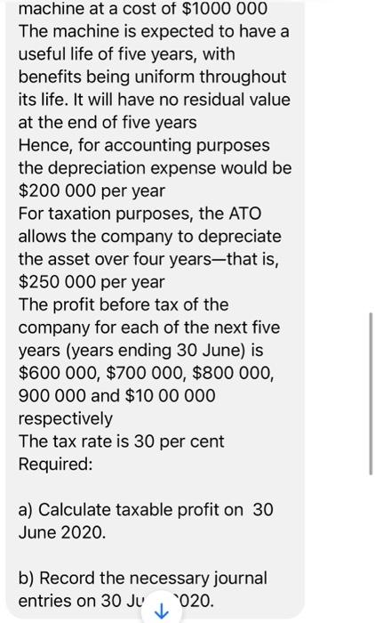 David Ltd Commences Operations On 1 July 2018 On The Same Date It Purchases A Machine At A Cost Of 1000 000 The Machin 2