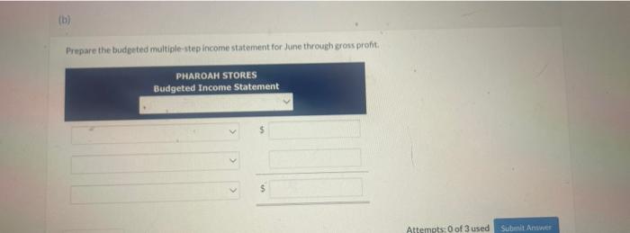 Harga Stores B Prepare The Budgeted Multiple Step Income Statement For June Through Gross Proht Pharoah Stores Budg 2