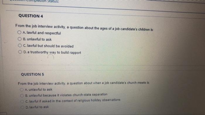 Question 2 In Attorney Consultation 3 For Future Job Interviews The Attorney Recommends Developing A A List Of Question 2