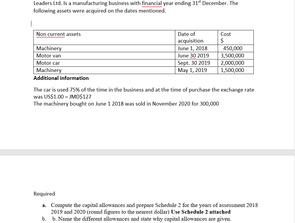 Jamaican Taxation Capital Allowances 1