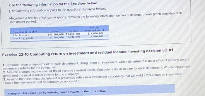 Use The Following Information For The Exercises Below The Following Information Applies To The Questions Displayed Bel 1
